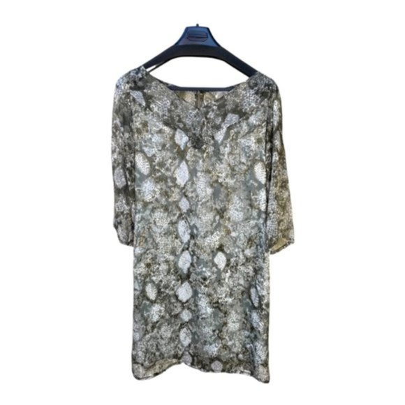 James Reva Women's Size Med Flowy Python Print 3/4 Sleeve Shift Dress Sz M - Picture 1 of 10